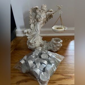 Yankee candle-vintage Elegant Angelic Candle holder tart & tealight dish.New$49.